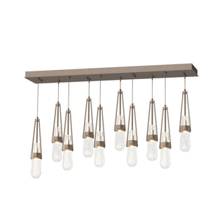 Hubbardton Forge - 131200-SKT-STND-05-YG0434 - Link 10-Light Blown Glass Pendant - Link - Bronze