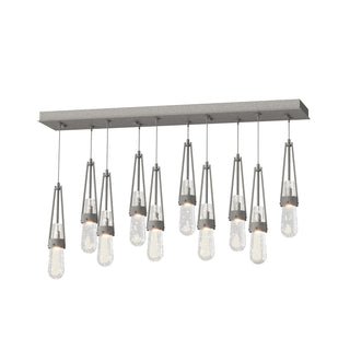 Hubbardton Forge - 131200-SKT-STND-20-YG0434 - Link 10-Light Blown Glass Pendant - Link - Natural Iron