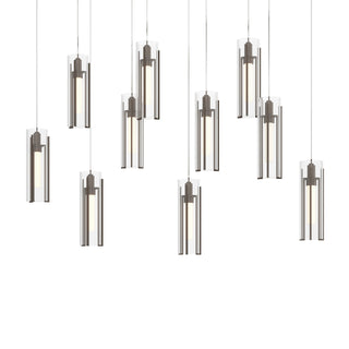 Hubbardton Forge - 131204-SKT-LONG-05-ZM0065 - Exos Glass 10-Light Pendant - Exos Glass - Bronze