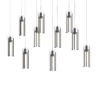 Hubbardton Forge - 131204-SKT-LONG-10-ZM0065 - Exos Glass 10-Light Pendant - Exos Glass - Black