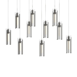 Hubbardton Forge - 131204-SKT-LONG-20-ZM0065 - Exos Glass 10-Light Pendant - Exos Glass - Natural Iron