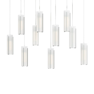 Hubbardton Forge - 131204-SKT-LONG-82-GG0065 - Exos Glass 10-Light Pendant - Exos Glass - Vintage Platinum