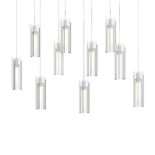 Hubbardton Forge - 131204-SKT-LONG-82-ZM0065 - Exos Glass 10-Light Pendant - Exos Glass - Vintage Platinum