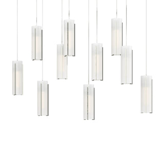 Hubbardton Forge - 131204-SKT-LONG-85-GG0065 - Exos Glass 10-Light Pendant - Exos Glass - Sterling