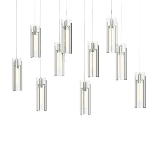 Hubbardton Forge - 131204-SKT-LONG-85-ZM0065 - Exos Glass 10-Light Pendant - Exos Glass - Sterling