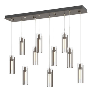 Hubbardton Forge - 131204-SKT-STND-05-ZM0065 - Exos Glass 10-Light Pendant - Exos Glass - Bronze