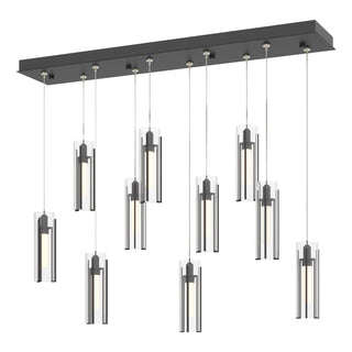 Hubbardton Forge - 131204-SKT-STND-10-ZM0065 - Exos Glass 10-Light Pendant - Exos Glass - Black