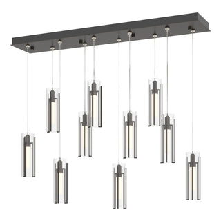 Hubbardton Forge - 131204-SKT-STND-14-ZM0065 - Exos Glass 10-Light Pendant - Exos Glass - Oil Rubbed Bronze