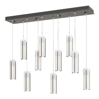 Hubbardton Forge - 131204-SKT-STND-20-GG0065 - Exos Glass 10-Light Pendant - Exos Glass - Natural Iron