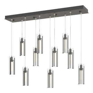 Hubbardton Forge - 131204-SKT-STND-20-ZM0065 - Exos Glass 10-Light Pendant - Exos Glass - Natural Iron