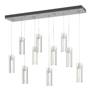 Hubbardton Forge - 131204-SKT-STND-82-ZM0065 - Exos Glass 10-Light Pendant - Exos Glass - Vintage Platinum