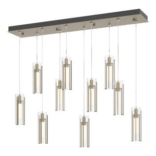 Hubbardton Forge - 131204-SKT-STND-84-ZM0065 - Exos Glass 10-Light Pendant - Exos Glass - Soft Gold