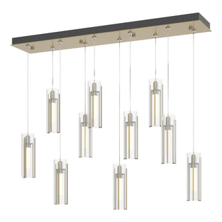 Hubbardton Forge - 131204-SKT-STND-86-ZM0065 - Exos Glass 10-Light Pendant - Exos Glass - Modern Brass