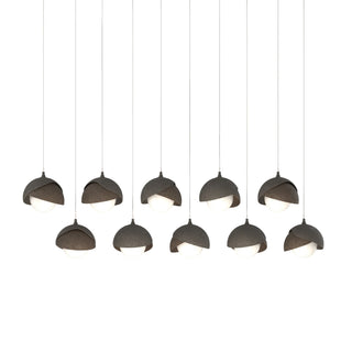 Hubbardton Forge - 131205-SKT-LONG-07-05-GG0711 - Brooklyn 10-Light Double Shade Pendant - Brooklyn - Dark Smoke