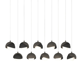 Hubbardton Forge - 131205-SKT-LONG-07-10-GG0711 - Brooklyn 10-Light Double Shade Pendant - Brooklyn - Dark Smoke