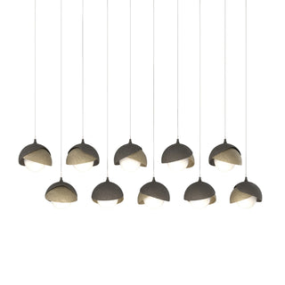 Hubbardton Forge - 131205-SKT-LONG-07-84-GG0711 - Brooklyn 10-Light Double Shade Pendant - Brooklyn - Dark Smoke