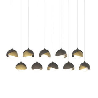 Hubbardton Forge - 131205-SKT-LONG-07-86-GG0711 - Brooklyn 10-Light Double Shade Pendant - Brooklyn - Dark Smoke