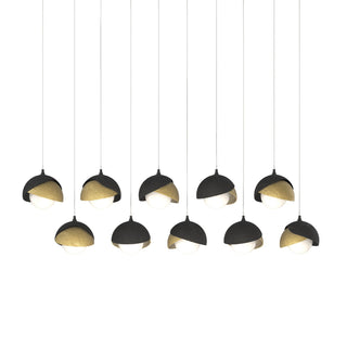 Hubbardton Forge - 131205-SKT-LONG-10-86-GG0711 - Brooklyn 10-Light Double Shade Pendant - Brooklyn - Black