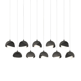 Hubbardton Forge - 131205-SKT-LONG-20-10-GG0711 - Brooklyn 10-Light Double Shade Pendant - Brooklyn - Natural Iron