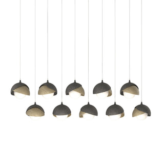 Hubbardton Forge - 131205-SKT-LONG-20-84-GG0711 - Brooklyn 10-Light Double Shade Pendant - Brooklyn - Natural Iron