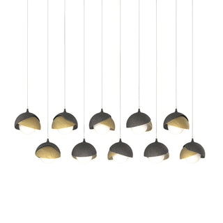 Hubbardton Forge - 131205-SKT-LONG-20-86-GG0711 - Brooklyn 10-Light Double Shade Pendant - Brooklyn - Natural Iron