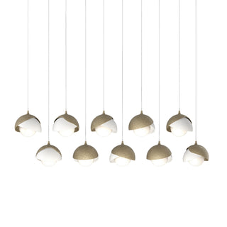 Hubbardton Forge - 131205-SKT-LONG-84-02-GG0711 - Brooklyn 10-Light Double Shade Pendant - Brooklyn - Soft Gold
