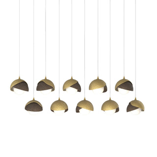 Hubbardton Forge - 131205-SKT-LONG-86-05-GG0711 - Brooklyn 10-Light Double Shade Pendant - Brooklyn - Modern Brass