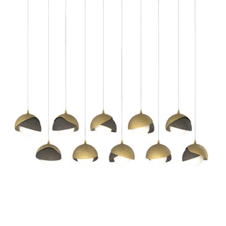 Hubbardton Forge - 131205-SKT-LONG-86-07-GG0711 - Brooklyn 10-Light Double Shade Pendant - Brooklyn - Modern Brass