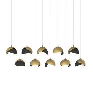 Hubbardton Forge - 131205-SKT-LONG-86-10-GG0711 - Brooklyn 10-Light Double Shade Pendant - Brooklyn - Modern Brass