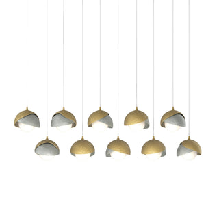 Hubbardton Forge - 131205-SKT-LONG-86-82-GG0711 - Brooklyn 10-Light Double Shade Pendant - Brooklyn - Modern Brass