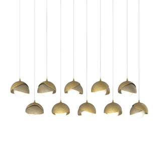Hubbardton Forge - 131205-SKT-LONG-86-84-GG0711 - Brooklyn 10-Light Double Shade Pendant - Brooklyn - Modern Brass