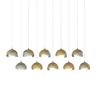 Hubbardton Forge - 131205-SKT-LONG-86-85-GG0711 - Brooklyn 10-Light Double Shade Pendant - Brooklyn - Modern Brass