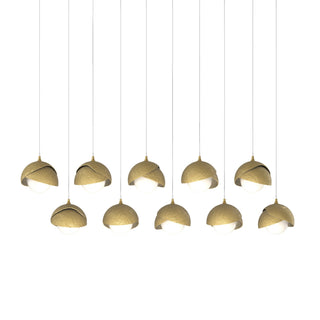 Hubbardton Forge - 131205-SKT-LONG-86-86-GG0711 - Brooklyn 10-Light Double Shade Pendant - Brooklyn - Modern Brass