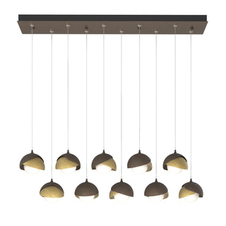 Hubbardton Forge - 131205-SKT-STND-05-86-GG0711 - Brooklyn 10-Light Double Shade Pendant - Brooklyn - Bronze