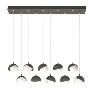 Hubbardton Forge - 131205-SKT-STND-07-02-GG0711 - Brooklyn 10-Light Double Shade Pendant - Brooklyn - Dark Smoke
