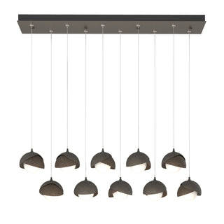 Hubbardton Forge - 131205-SKT-STND-07-05-GG0711 - Brooklyn 10-Light Double Shade Pendant - Brooklyn - Dark Smoke