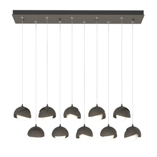 Hubbardton Forge - 131205-SKT-STND-07-07-GG0711 - Brooklyn 10-Light Double Shade Pendant - Brooklyn - Dark Smoke