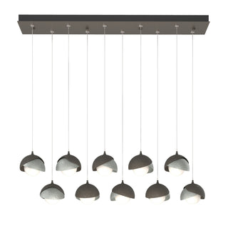 Hubbardton Forge - 131205-SKT-STND-07-82-GG0711 - Brooklyn 10-Light Double Shade Pendant - Brooklyn - Dark Smoke
