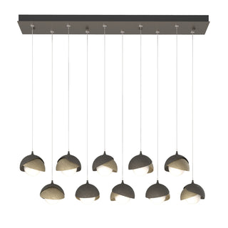 Hubbardton Forge - 131205-SKT-STND-07-84-GG0711 - Brooklyn 10-Light Double Shade Pendant - Brooklyn - Dark Smoke