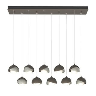 Hubbardton Forge - 131205-SKT-STND-07-85-GG0711 - Brooklyn 10-Light Double Shade Pendant - Brooklyn - Dark Smoke