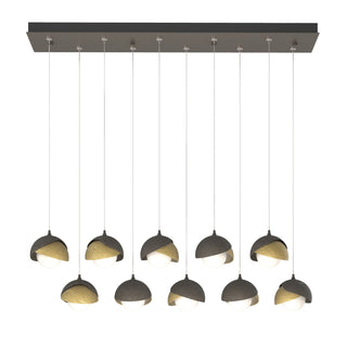 Hubbardton Forge - 131205-SKT-STND-07-86-GG0711 - Brooklyn 10-Light Double Shade Pendant - Brooklyn - Dark Smoke