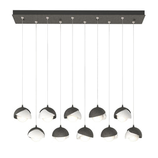 Hubbardton Forge - 131205-SKT-STND-20-02-GG0711 - Brooklyn 10-Light Double Shade Pendant - Brooklyn - Natural Iron