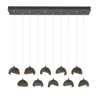 Hubbardton Forge - 131205-SKT-STND-20-05-GG0711 - Brooklyn 10-Light Double Shade Pendant - Brooklyn - Natural Iron