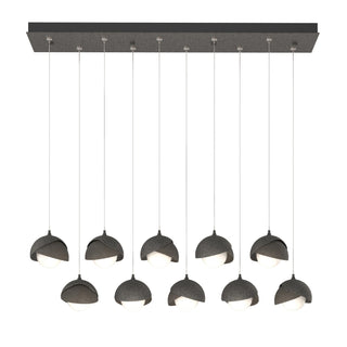 Hubbardton Forge - 131205-SKT-STND-20-07-GG0711 - Brooklyn 10-Light Double Shade Pendant - Brooklyn - Natural Iron