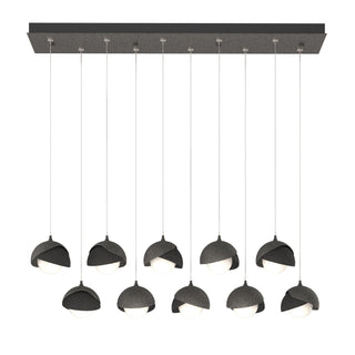 Hubbardton Forge - 131205-SKT-STND-20-10-GG0711 - Brooklyn 10-Light Double Shade Pendant - Brooklyn - Natural Iron
