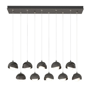 Hubbardton Forge - 131205-SKT-STND-20-14-GG0711 - Brooklyn 10-Light Double Shade Pendant - Brooklyn - Natural Iron