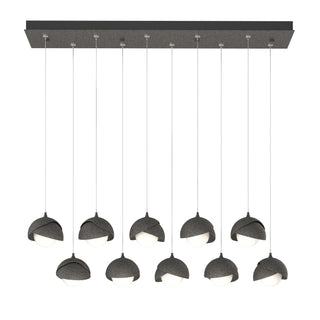 Hubbardton Forge - 131205-SKT-STND-20-20-GG0711 - Brooklyn 10-Light Double Shade Pendant - Brooklyn - Natural Iron