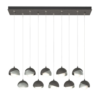 Hubbardton Forge - 131205-SKT-STND-20-82-GG0711 - Brooklyn 10-Light Double Shade Pendant - Brooklyn - Natural Iron