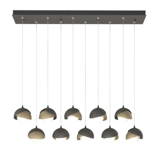 Hubbardton Forge - 131205-SKT-STND-20-84-GG0711 - Brooklyn 10-Light Double Shade Pendant - Brooklyn - Natural Iron