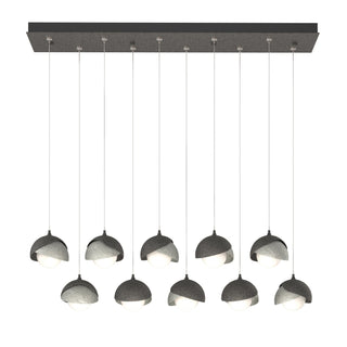 Hubbardton Forge - 131205-SKT-STND-20-85-GG0711 - Brooklyn 10-Light Double Shade Pendant - Brooklyn - Natural Iron